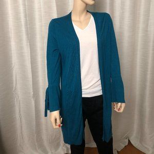 Halogen Flare Cuff Teal Open Longline Cardigan XS